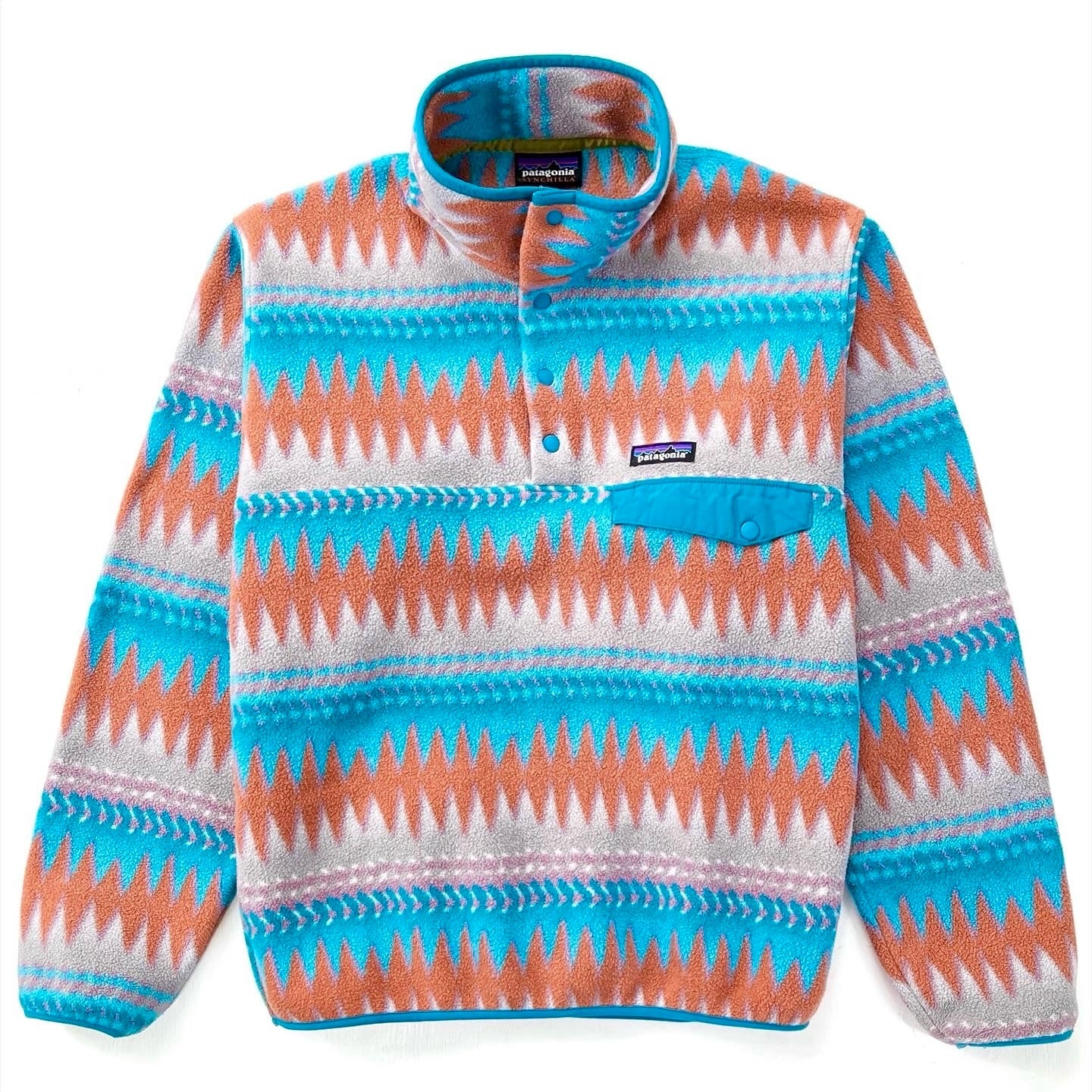 2017 Patagonia Printed Synchilla Snap-T, Laughing Waters: Blue (S)