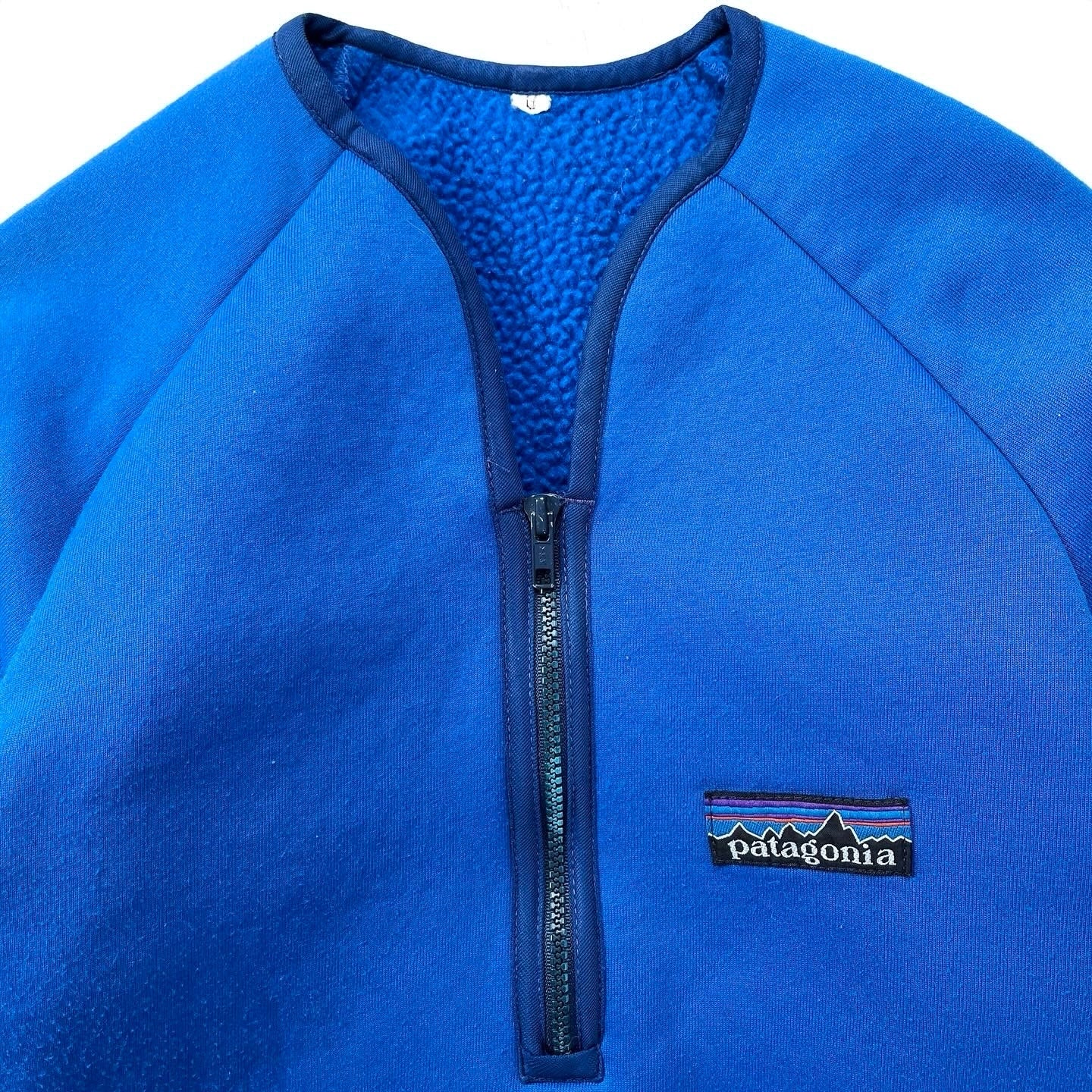 1982 Patagonia Lightweight Flex Pile Half-Zip Pullover, Blue (S)
