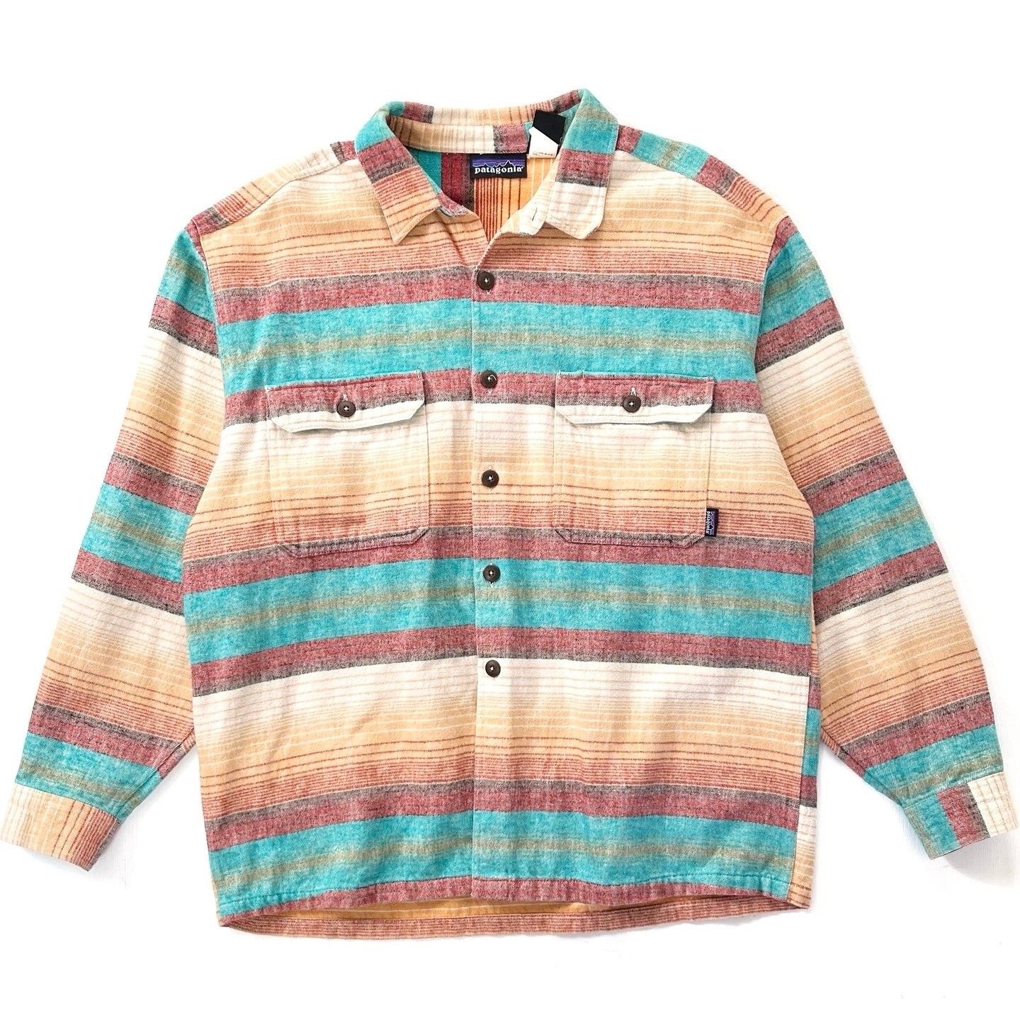 1994 Patagonia Made In Portugal Heavy Flannel Shirt, Blanket Stripe: Saffron (M/L)