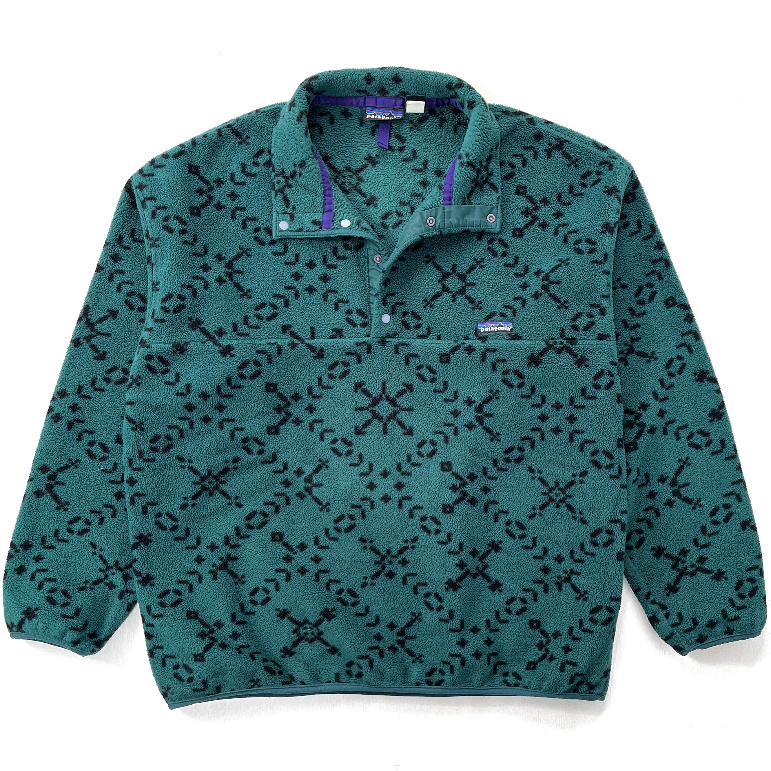 1994 Patagonia Printed Synchilla Snap-T Pullover, Sno: Spruce (XL)