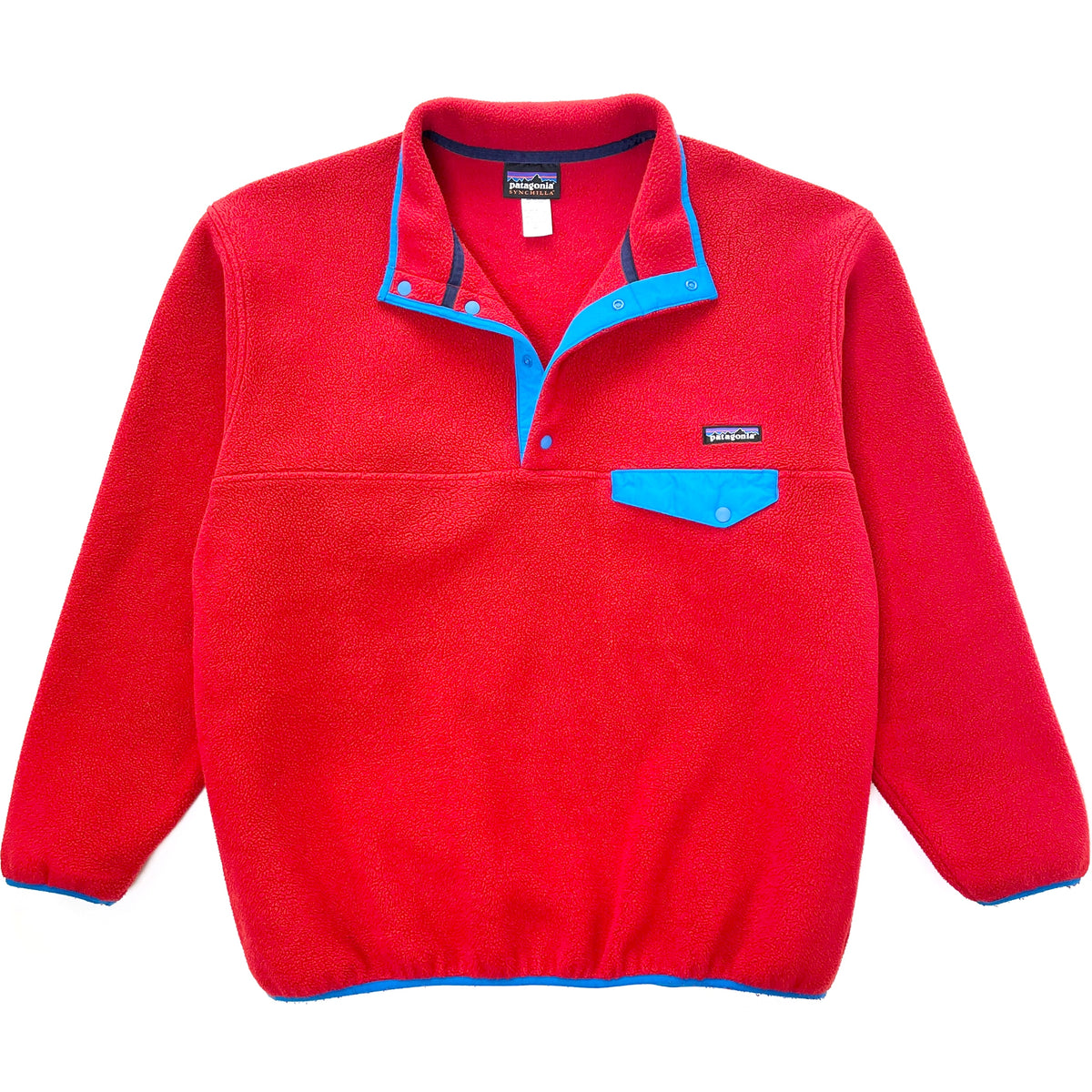 2014 Patagonia Synchilla Snap-T Fleece Pullover, Red / Bright Blue (L/XL)