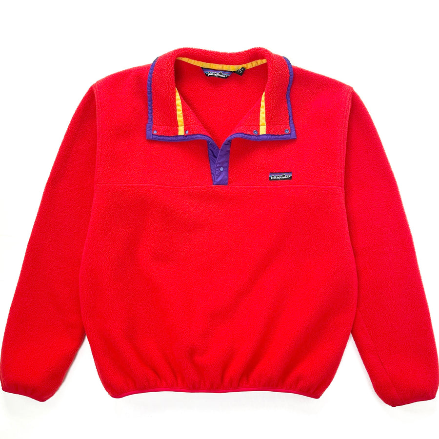 1988 Patagonia Made In The U.S.A. Synchilla Snap-T, Bright Red / Purple (L)