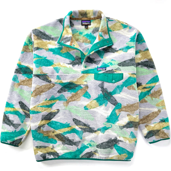 2016 Patagonia Printed Synchilla Snap-T, Trout Tails: Legend Green (L)