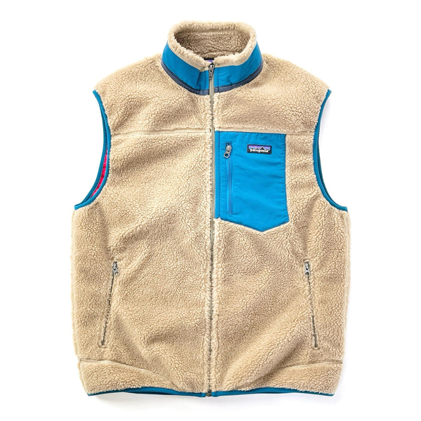 2015 Patagonia Classic Retro-X Fleece Vest, Ash Tan & Light Blue (L)