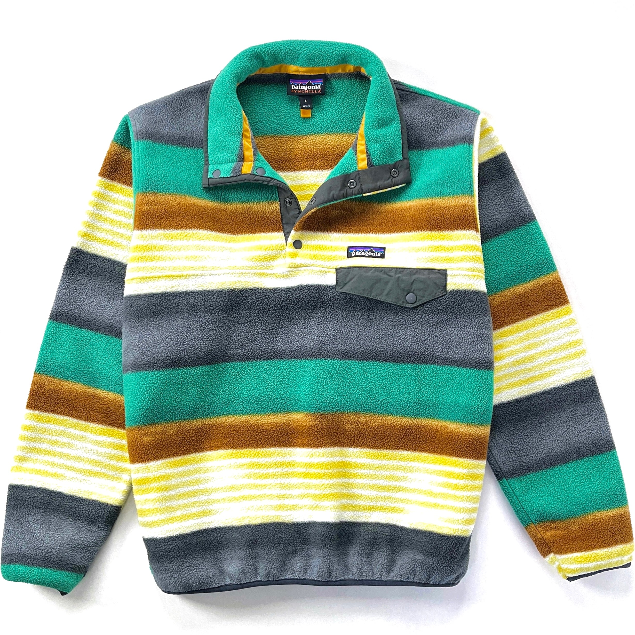2016 Patagonia Printed Synchilla Snap-T, Painted Fitz Stripe: Forge Grey (S)
