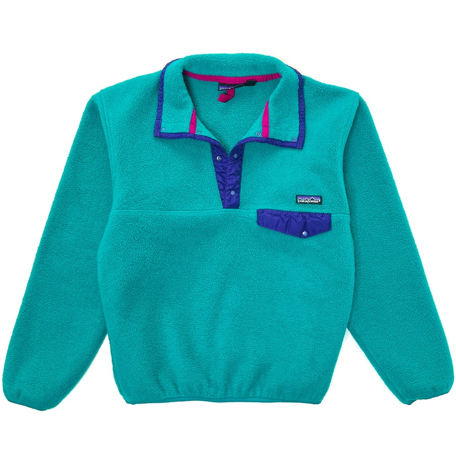 1990 Patagonia Made In The U.S.A. Synchilla Snap-T, Dark Teal / Purple (XS/S)