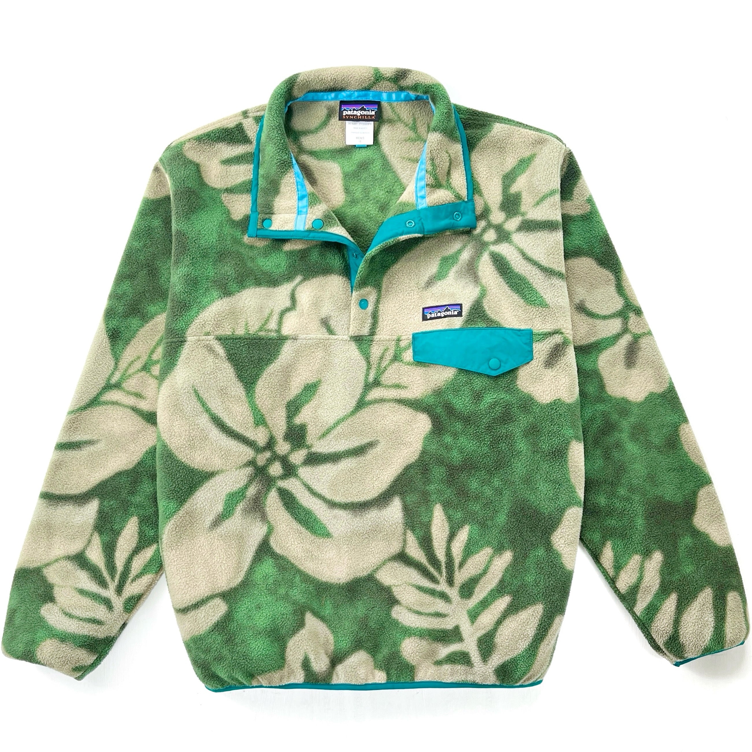 2015 Patagonia Printed Synchilla Snap-T, Spice Garden: Green (M)