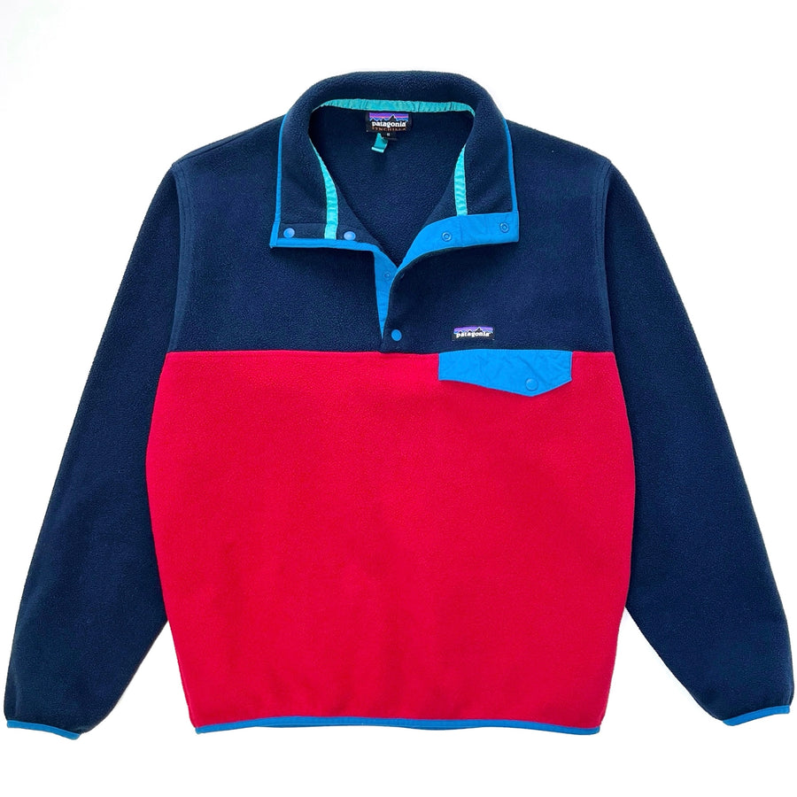 2015 Patagonia Color-Block Synchilla Snap-T Pullover, Navy / Red / Blue (M)