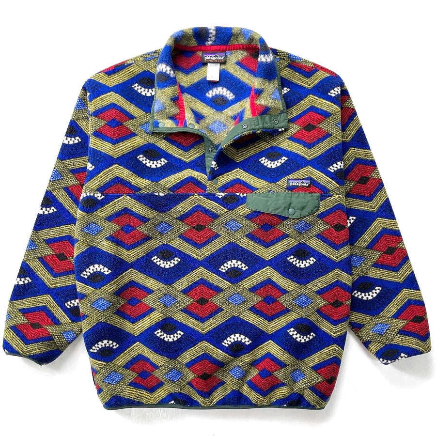 2014 Patagonia Printed Synchilla Snap-T, Slowfoot: Cobalt Blue (L)