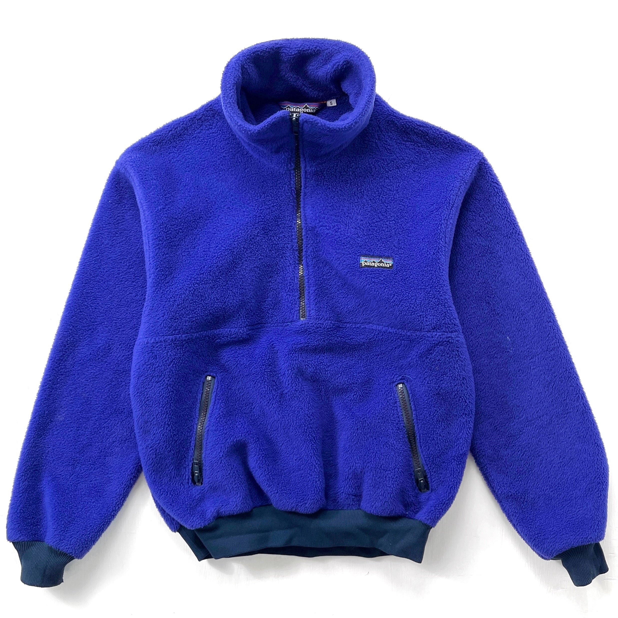 Patagonia Vintage 80s 90s USA Blue Synchilla on sale Fleece 1/2 Zip Pullover Jacket XS