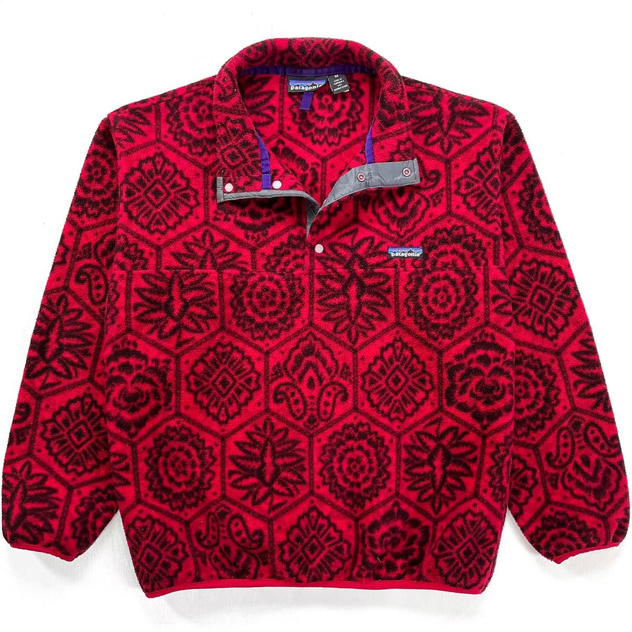 1995 Patagonia Printed Synchilla Snap-T, Nepali Hexagon: Chili (M)
