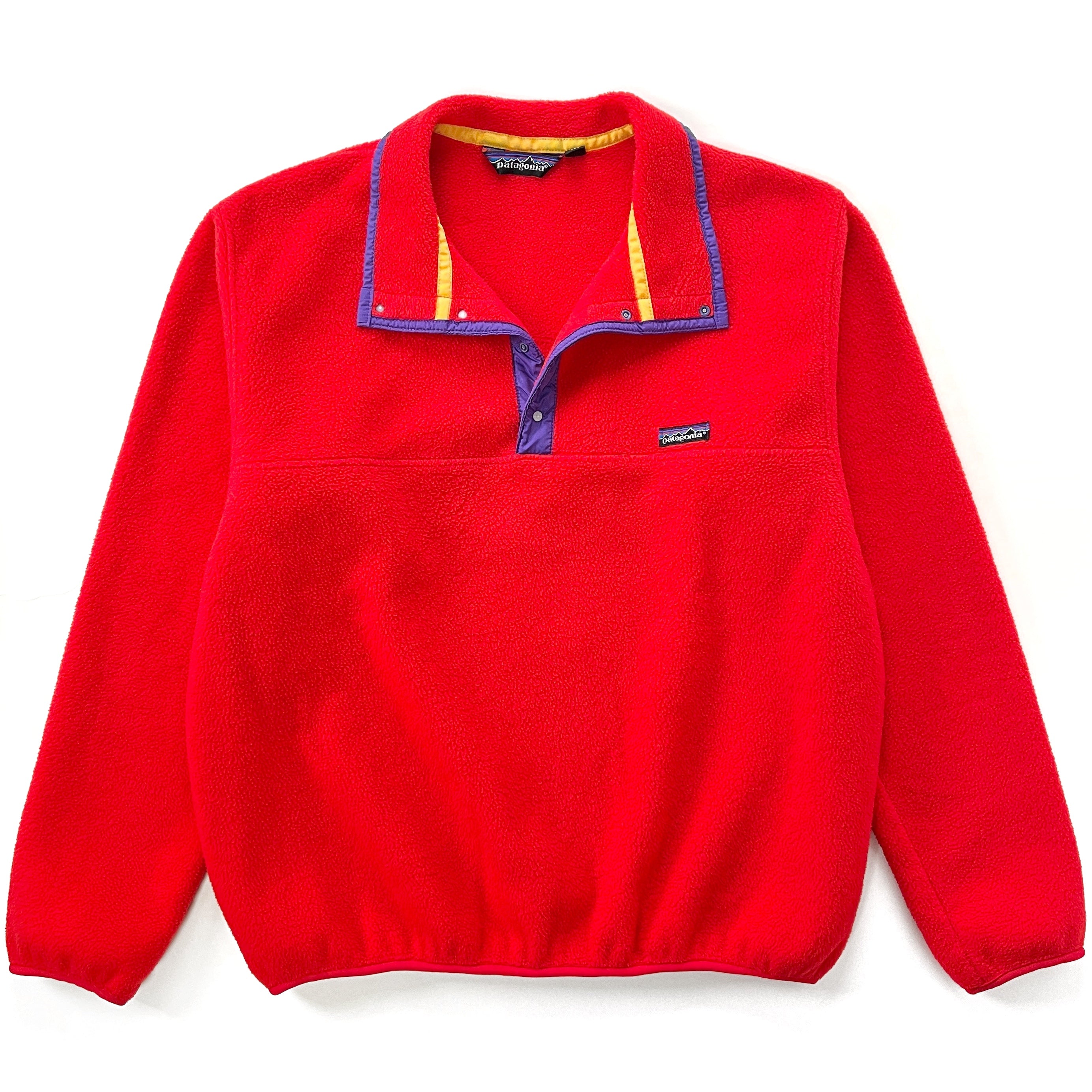 1988 Patagonia Made In The U.S.A. Synchilla Snap-T, Bright Red & Purple (XL)