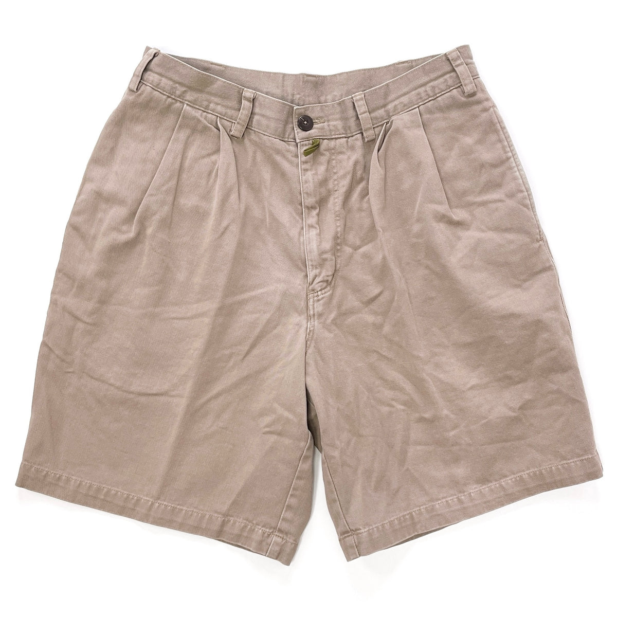 1998 Patagonia Mens 8.5” Pleated Organic Cotton Field Shorts, Light Brown (32)
