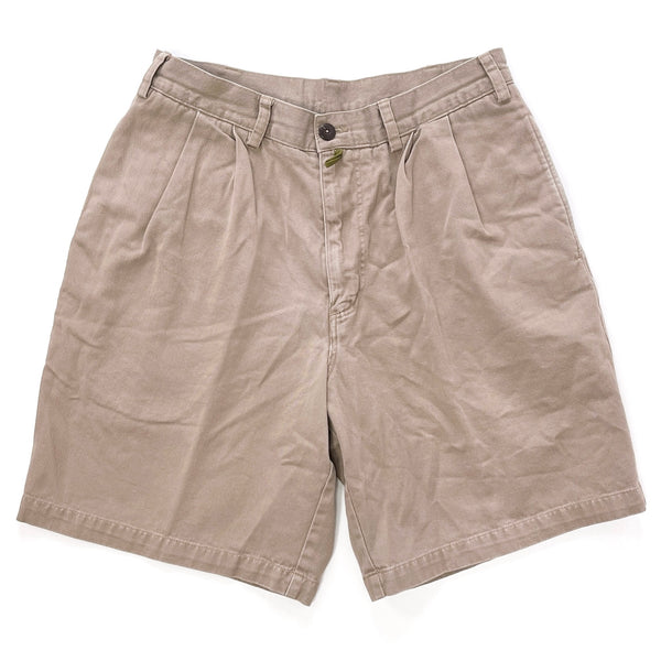 1998 Patagonia Mens 8.5” Pleated Organic Cotton Field Shorts, Light Brown (32)