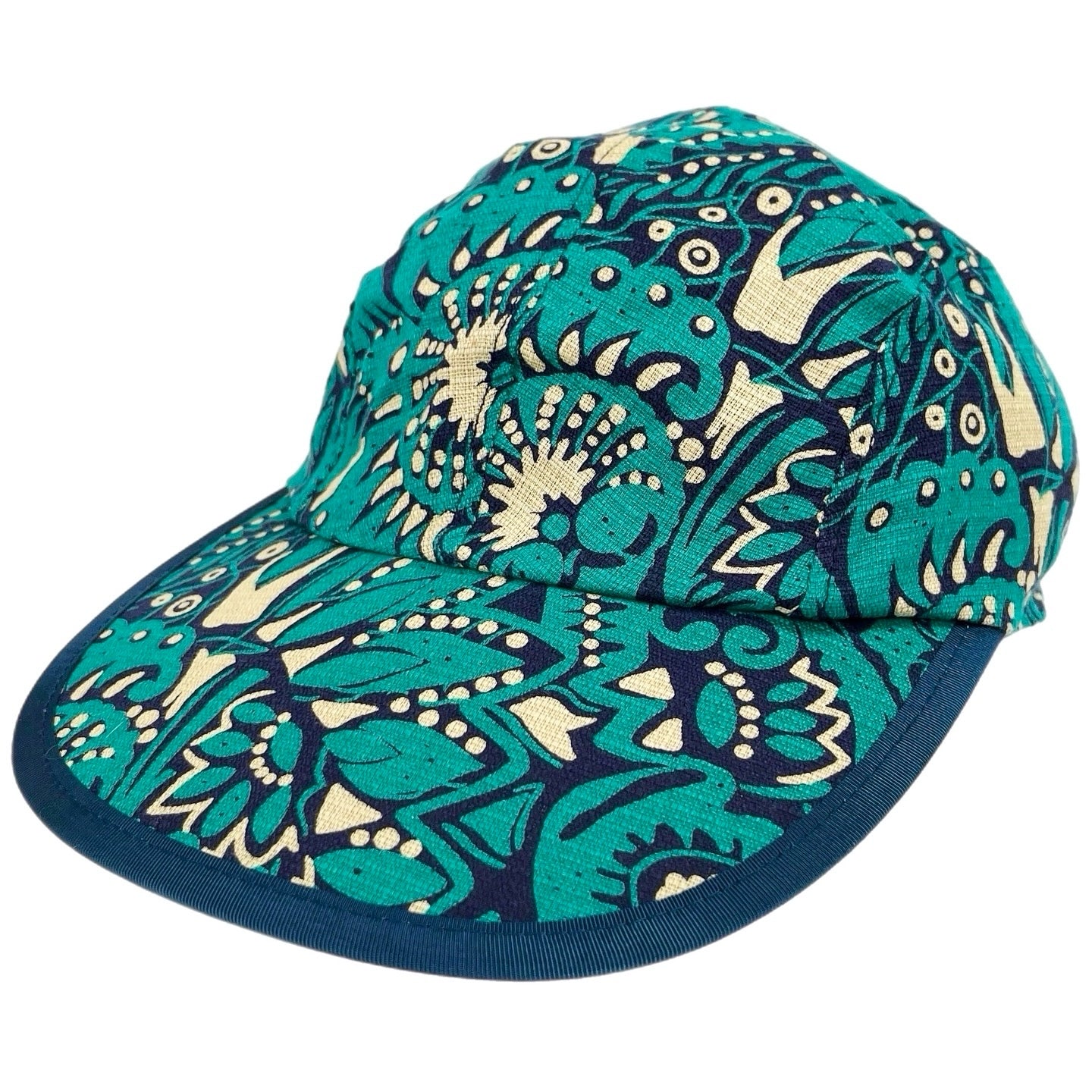 1995 Patagonia Printed Cotton Spoonbill Cap, Hidden Fish: Dark Teal (L)