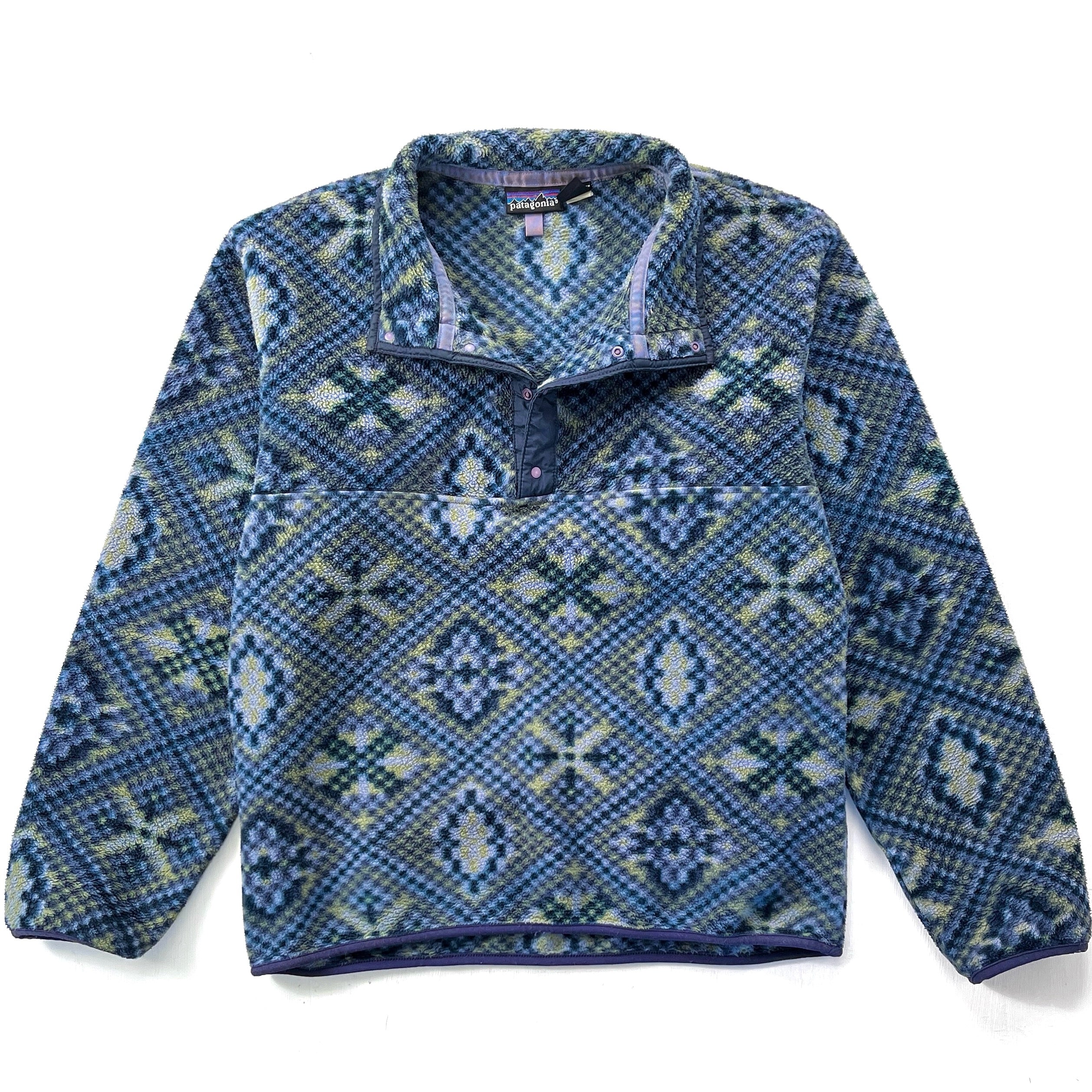 1992 Patagonia Printed Synchilla Snap-T, Mosaic: Seaweed (M)