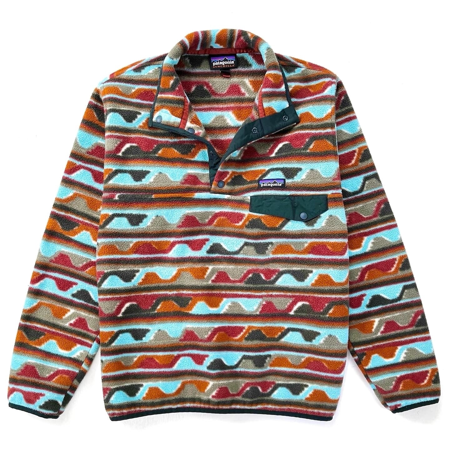 2016 Patagonia Printed Synchilla Snap-T, Delta: Cinder Red (S)