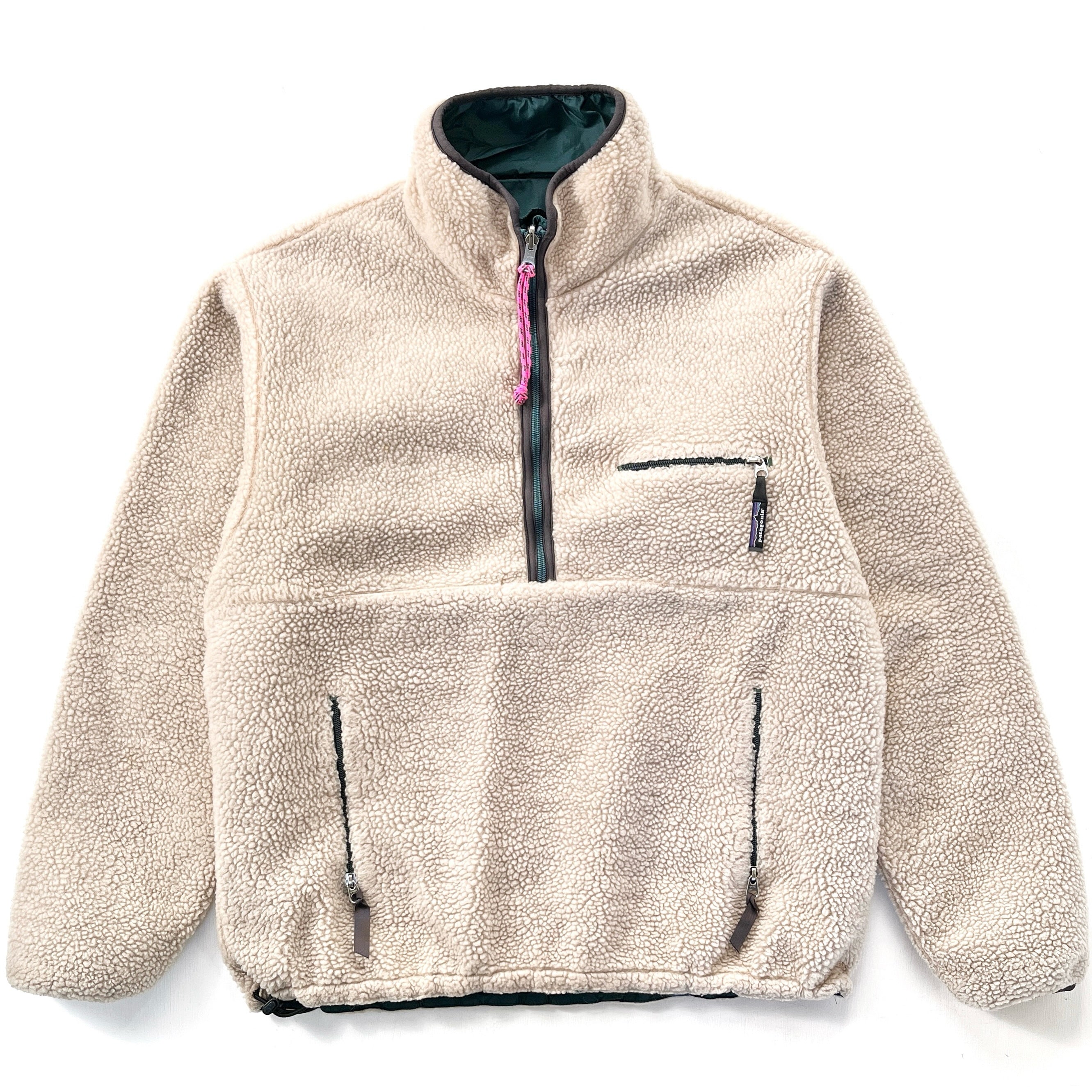 1994 Patagonia Reversible Pile Glissade Pullover, Natural & Hunter (L)