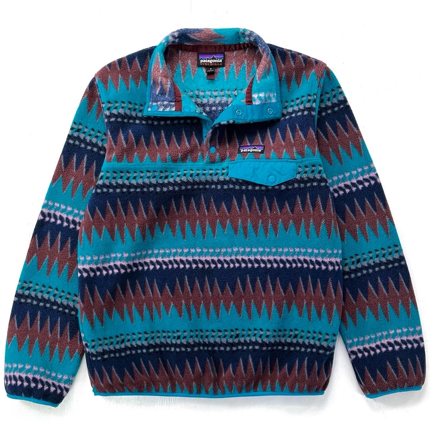 2017 Patagonia Printed Synchilla Snap-T, Laughing Waters (S)