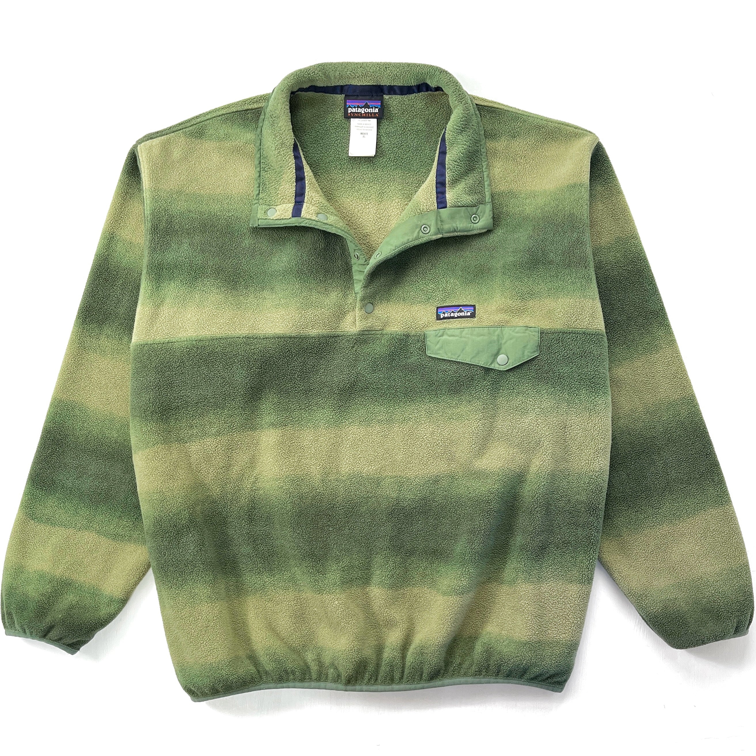 2015 Patagonia Printed Synchilla Snap-T, Hand Dipped: Green (XL)