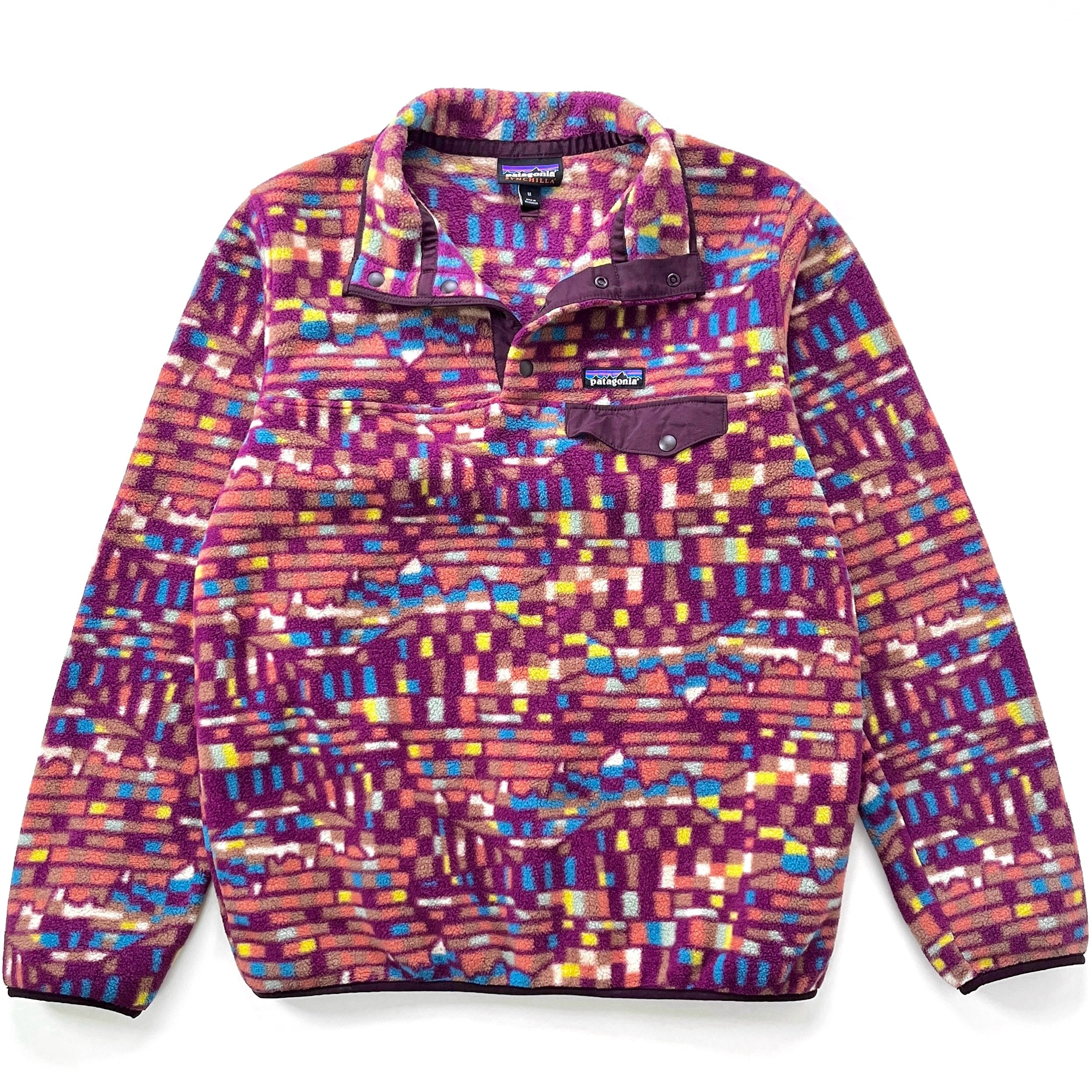 Patagonia カラフルセットアップセット 2023 Patagonia Womens Printed Synchilla Snap-T, Fitz Roy Patchwork