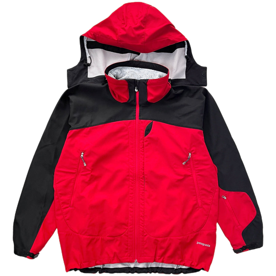 2004 Patagonia Mens Hooded White Smoke Snow Jacket, Crimson / Black (XL)