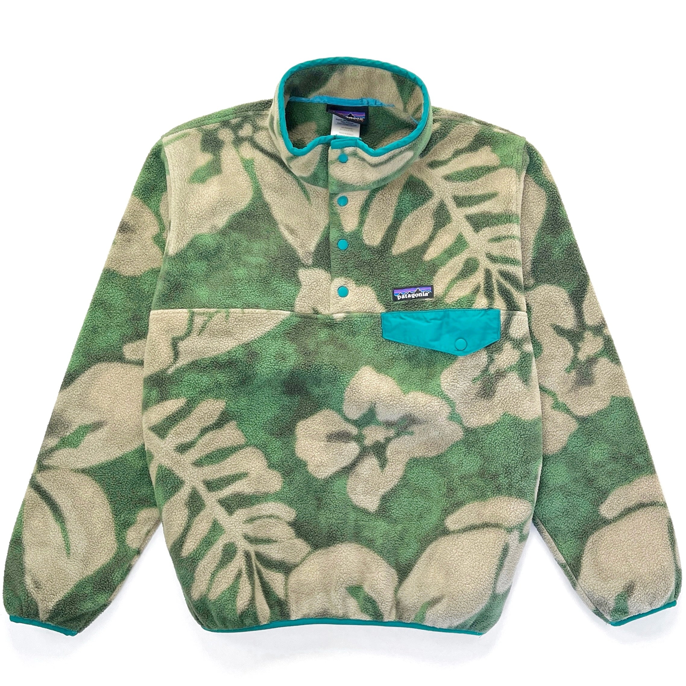 0*9様 希少　Patagonia snap T ベスト　カラー　オリーブ　リバ 2015 Patagonia Printed Synchilla Snap-T, Spice Garden: Camp Green