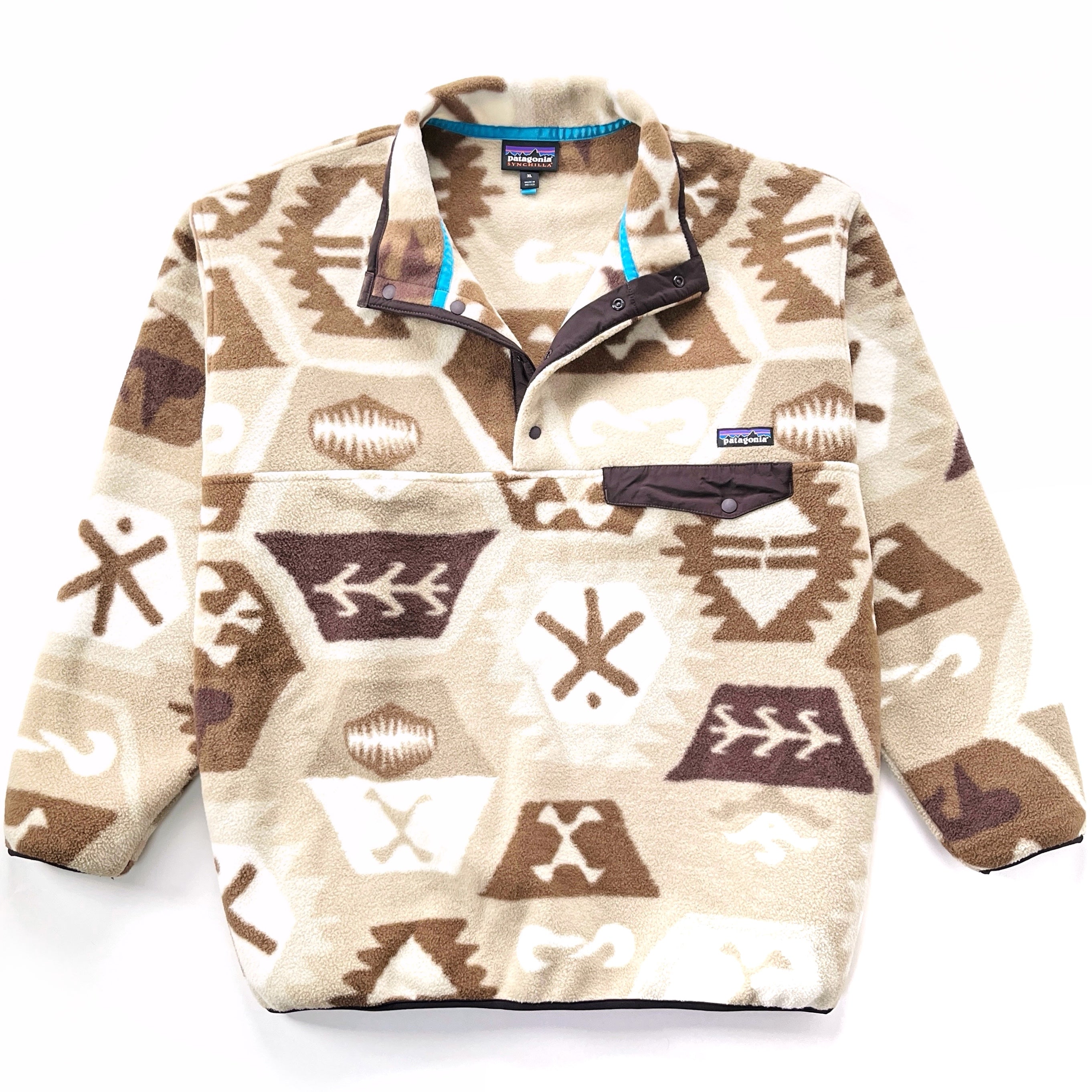 2015 Patagonia Printed Synchilla Snap-T Pullover, Cave: Khaki (XL)