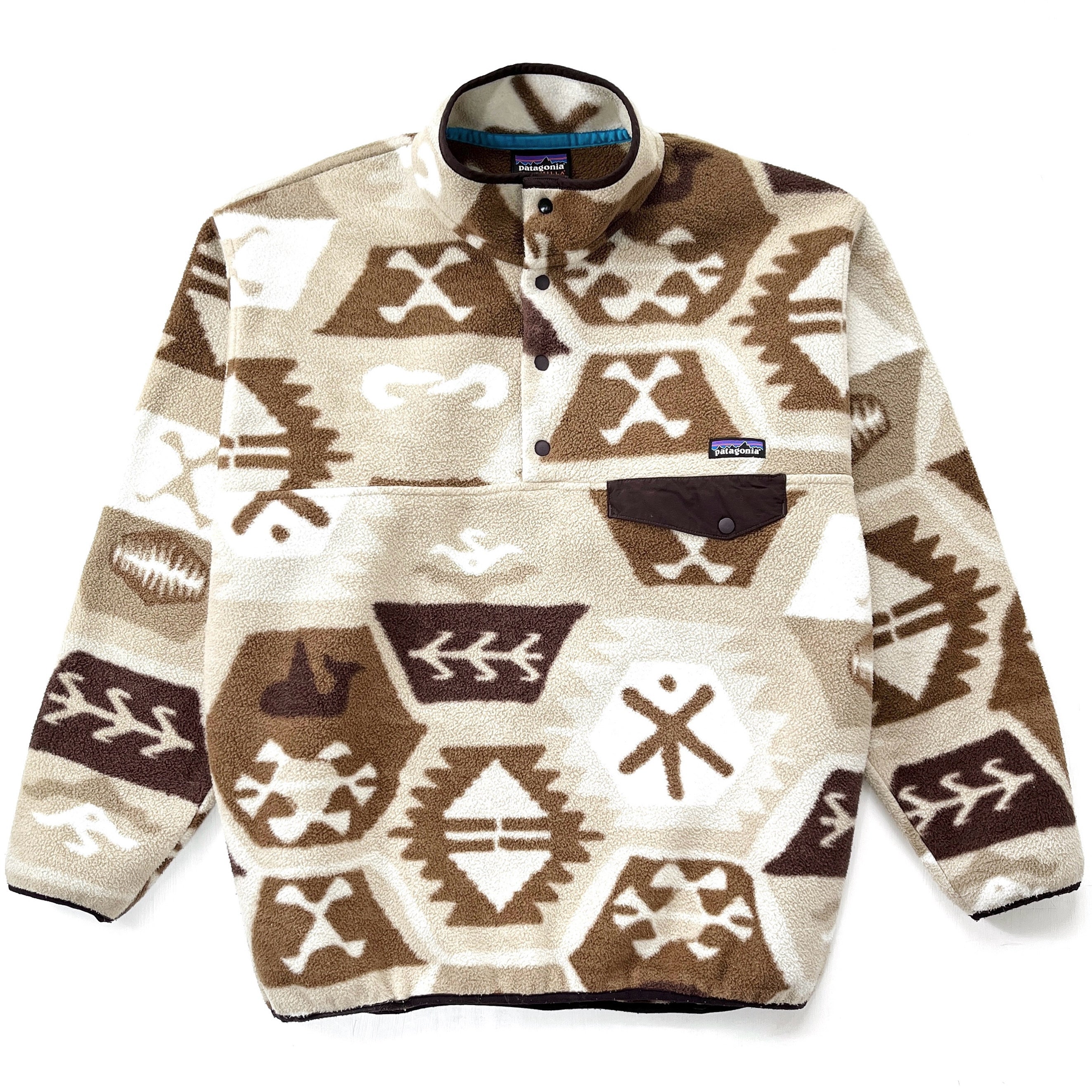 2015 Patagonia Printed Synchilla Snap-T, Cave: Khaki (L/XL)