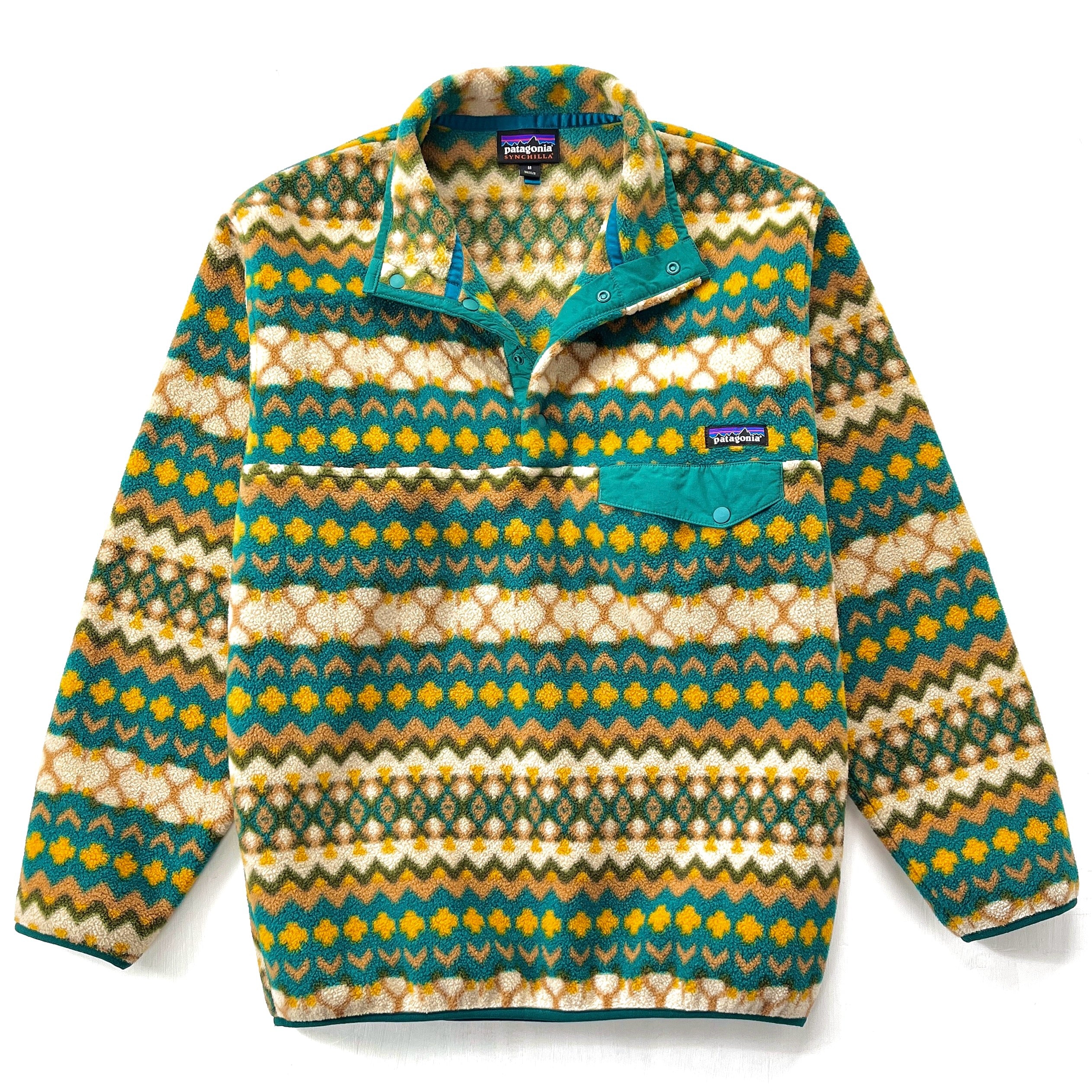 2015 Patagonia Printed Synchilla Snap-T, Cliff: Arbor Green (M)