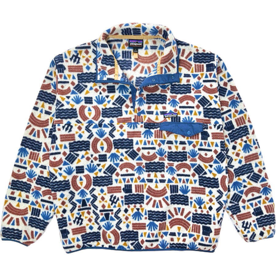 2019 Patagonia Printed Synchilla Snap-T Pullover, Protected Peaks: Multi Big (L/XL)