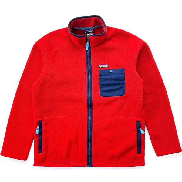 2013 Patagonia Karstens Full-Zip Fleece Jacket, Wax Red & Classic Navy (L)