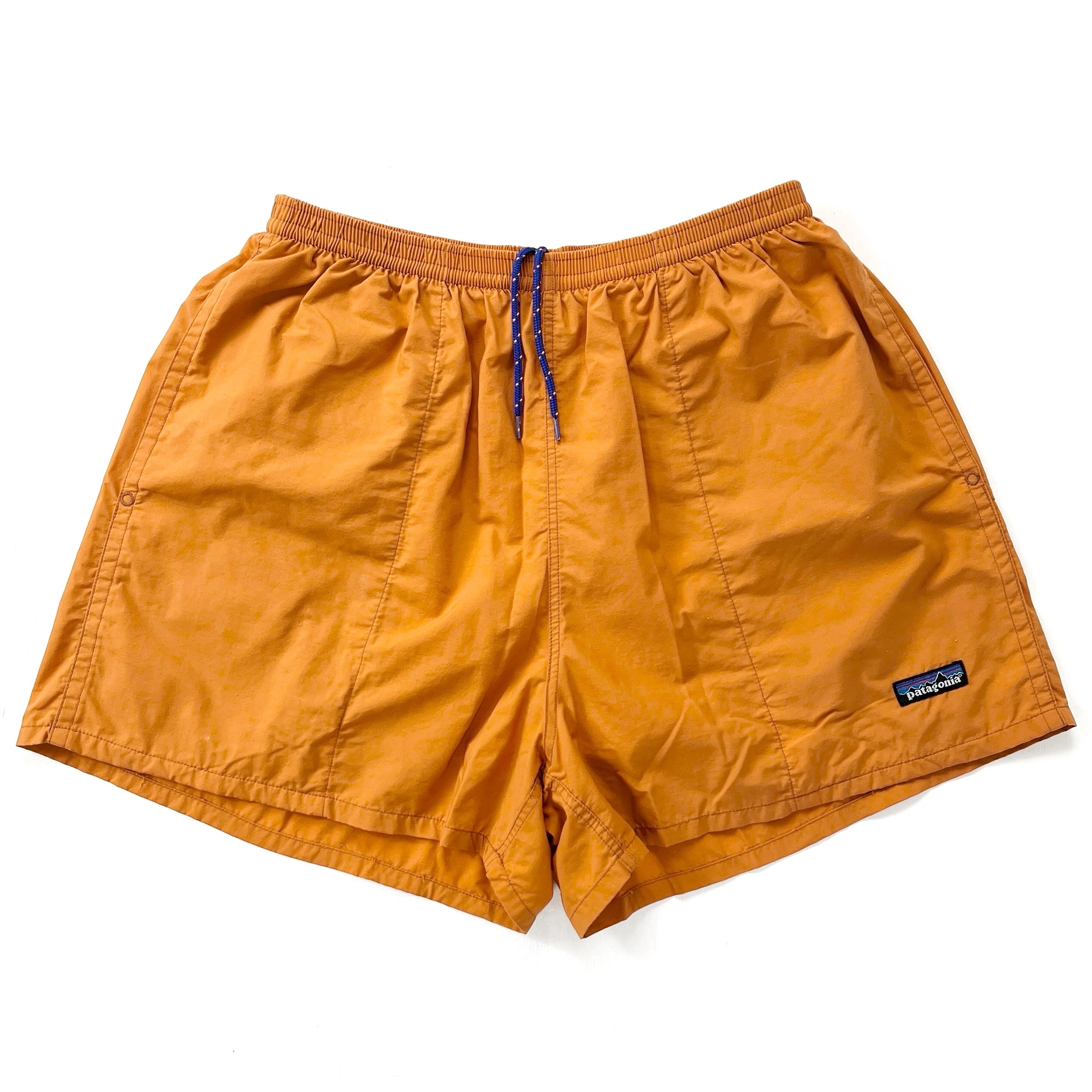 1999 Patagonia Mens 3.5” Nylon Baggies Shorts, Burnt Orange (L)