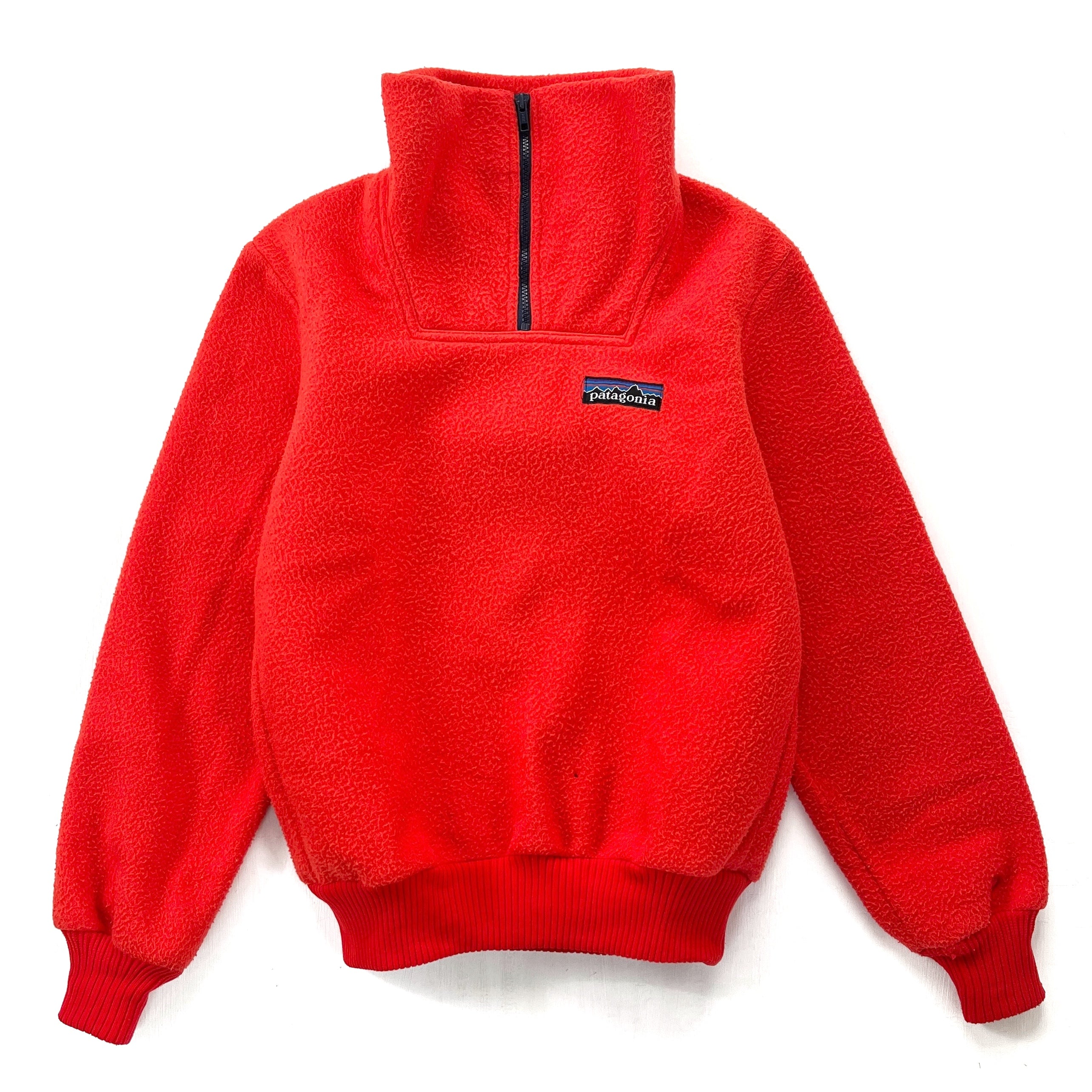 1982 Patagonia Bunting Half-Zip Fleece Sweater, Fire Orange (M)