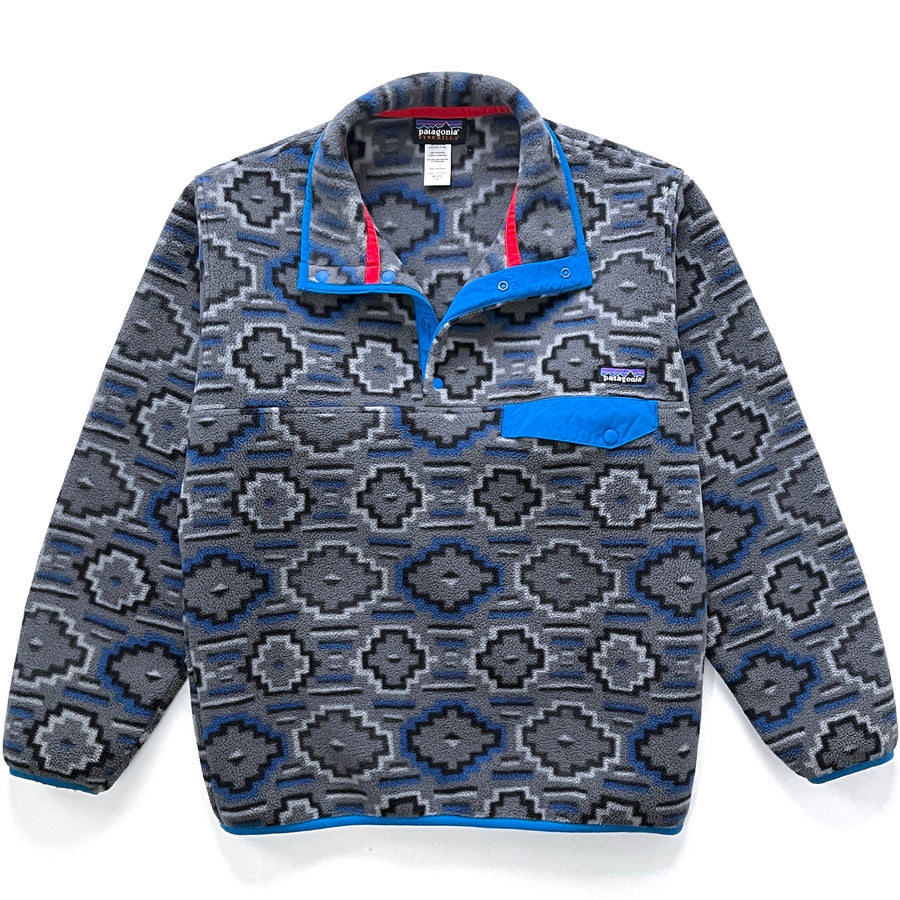 Patagonia (Modern) — 2012 Patagonia Printed Synchilla Snap-T Pullover, Yanaba: Forge Grey (S/M)