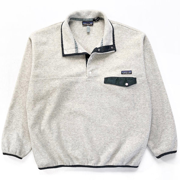 1994 Patagonia Synchilla Snap-T, Oatmeal Heather & Carbon (L)