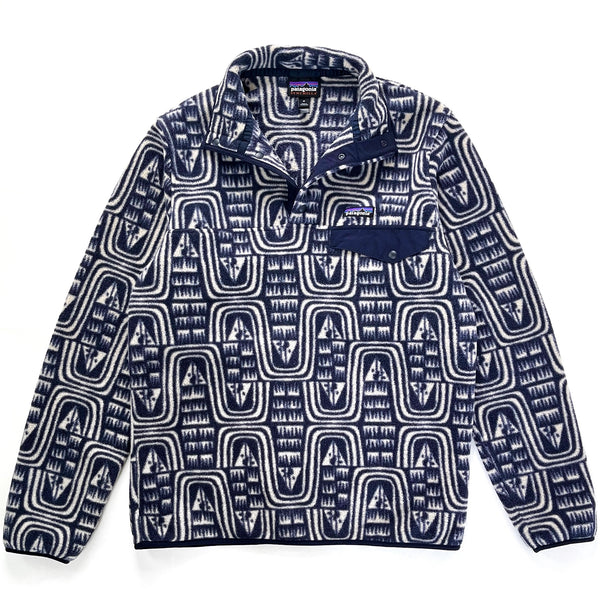 2016 Patagonia Printed Synchilla Snap-T Pullover, Flow: Sunken Blue (M)