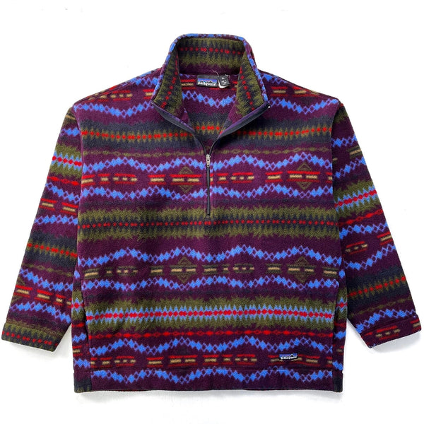 1994 Patagonia Printed Synchilla Sweater, Sacajawea: Blackberry (XL)