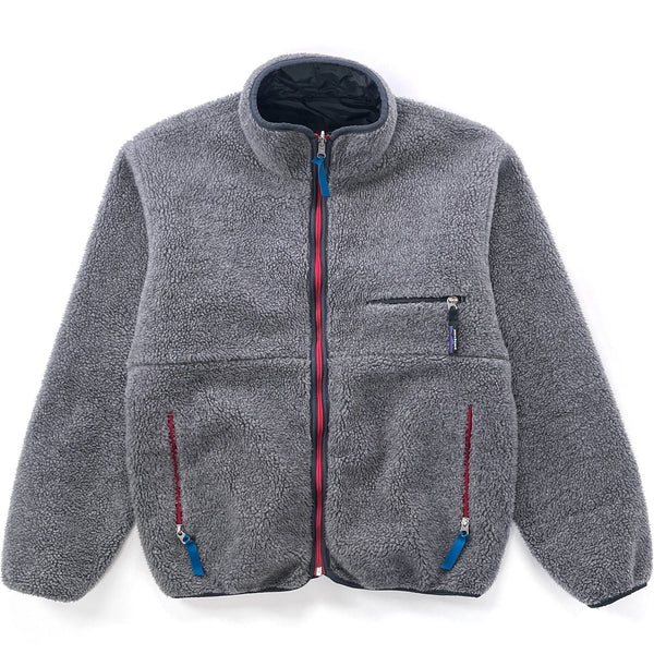 1993 Patagonia Reversible Deep Pile Glissade Cardigan, Charcoal & Chili (L)