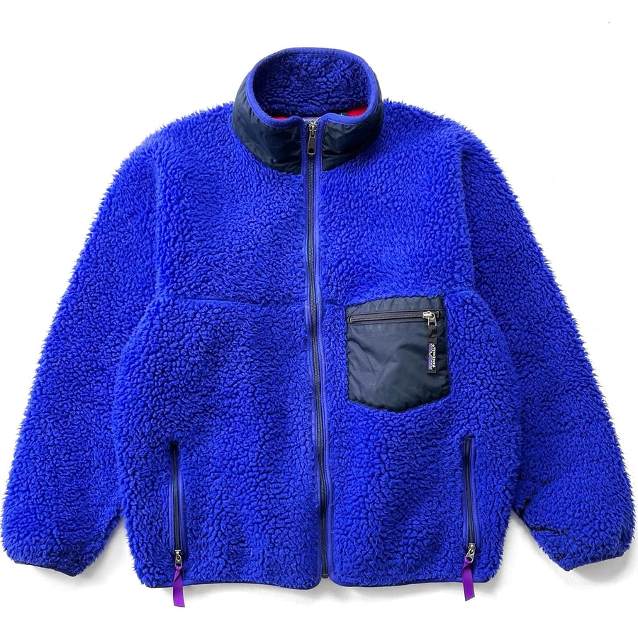 1990 Patagonia Retro Pile Cardigan, Cobalt & French Red (M/L)