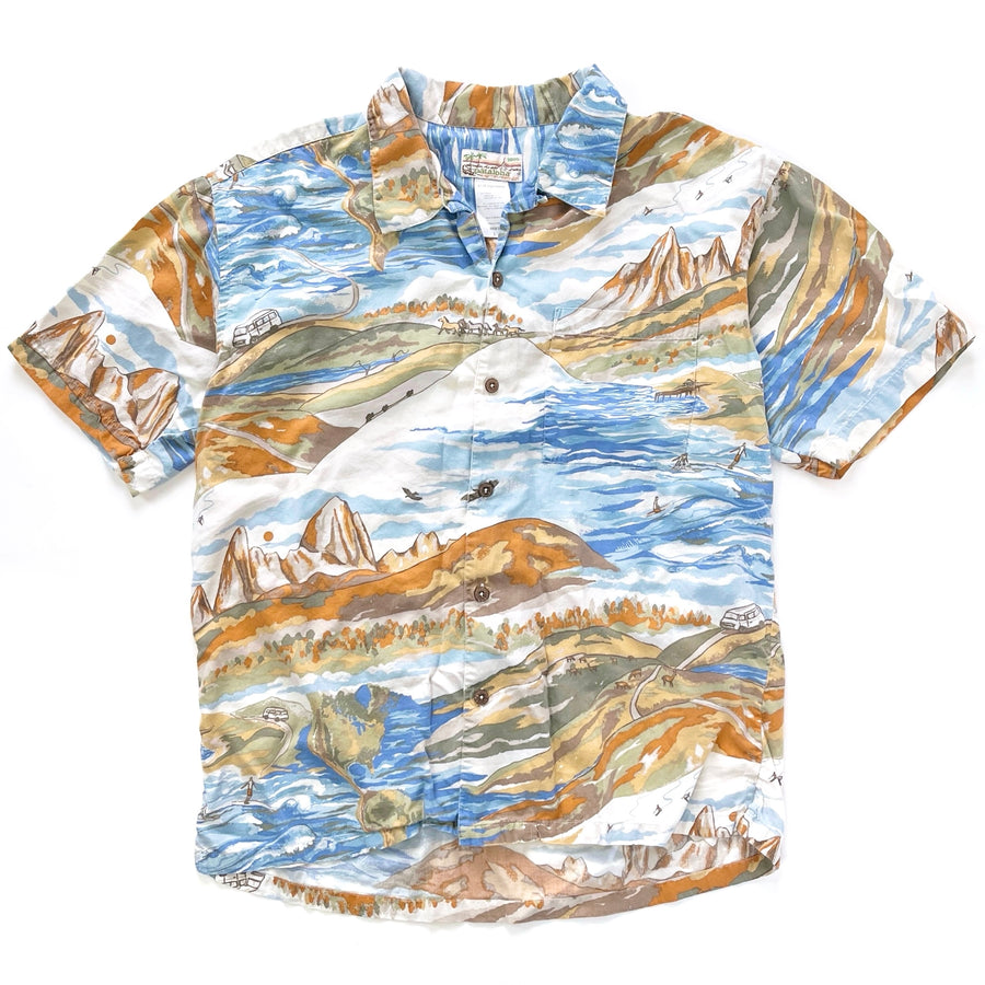 2009 Patagonia Pataloha Print Shirt, Mountain of Storms: Afterglow (L)