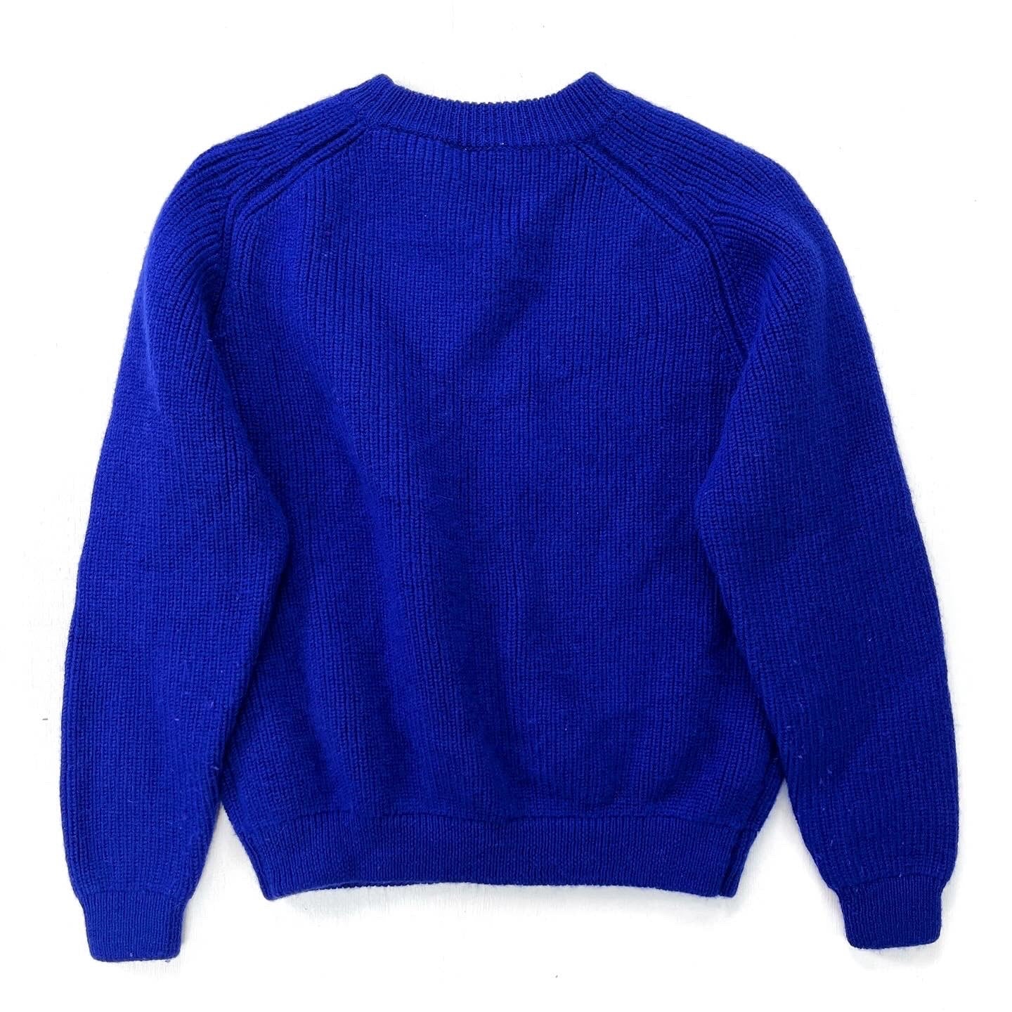 1980s Patagonia Chamonix Heavy Wool Guide Sweater, Cobalt (XS/S)