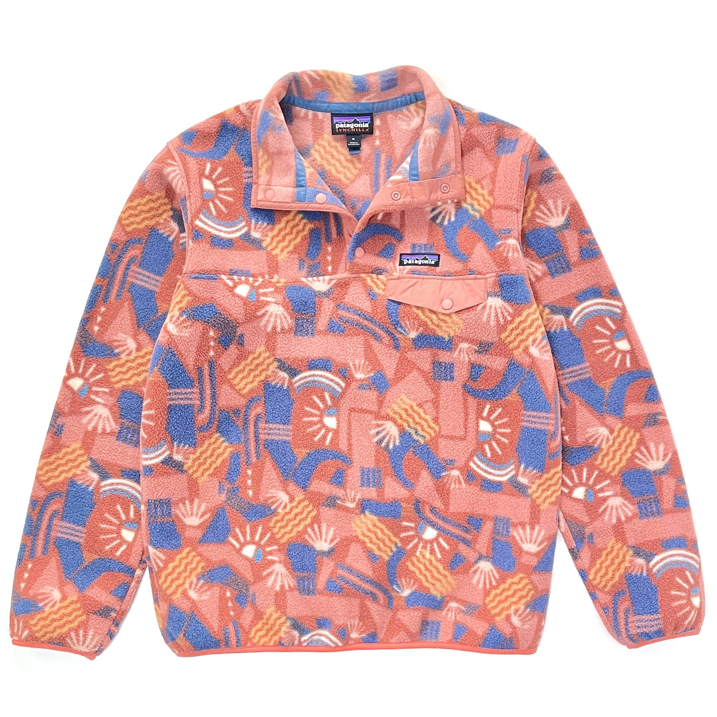 2019 Patagonia Womens Printed Synchilla Snap-T, Canyon Block: Sisu