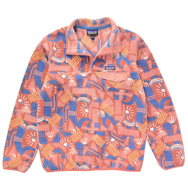 2019 Patagonia Womens Printed Synchilla Snap-T, Canyon Block: Sisu Brown (M)