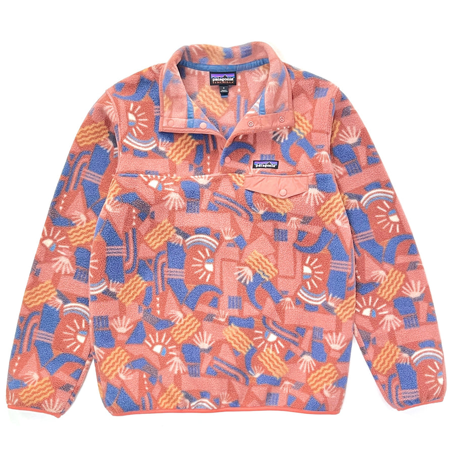 2019 Patagonia Womens Printed Synchilla Snap-T, Canyon Block: Sisu Brown (M)