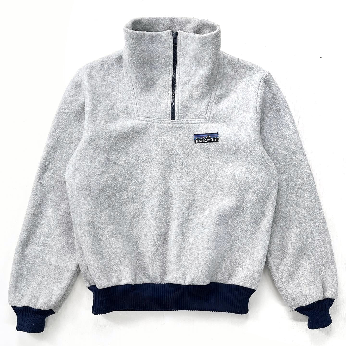 1982 Patagonia Bunting Half-Zip Fleece Sweater, Grey & Navy (M)