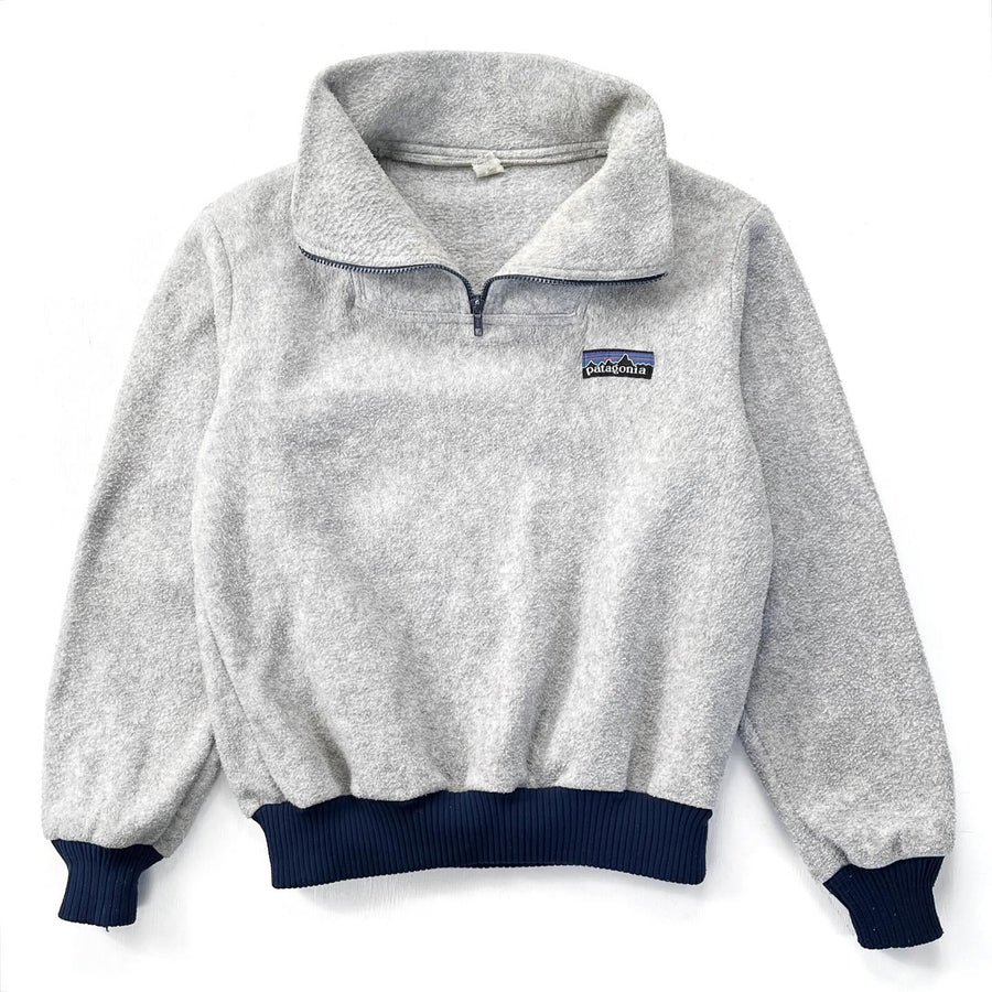 1982 Patagonia Bunting Half-Zip Fleece Sweater, Grey & Navy (S/M)