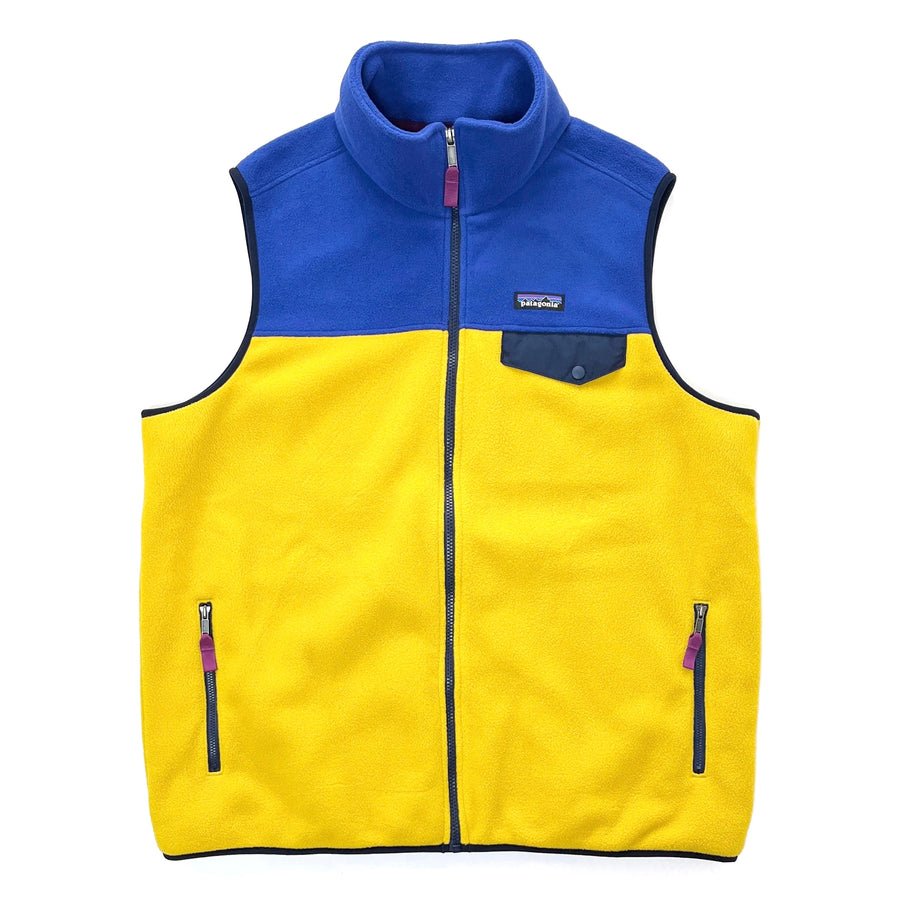 2016 Patagonia Full-Zip Synchilla Fleece Vest, Deep Blue / Yellow (XL)