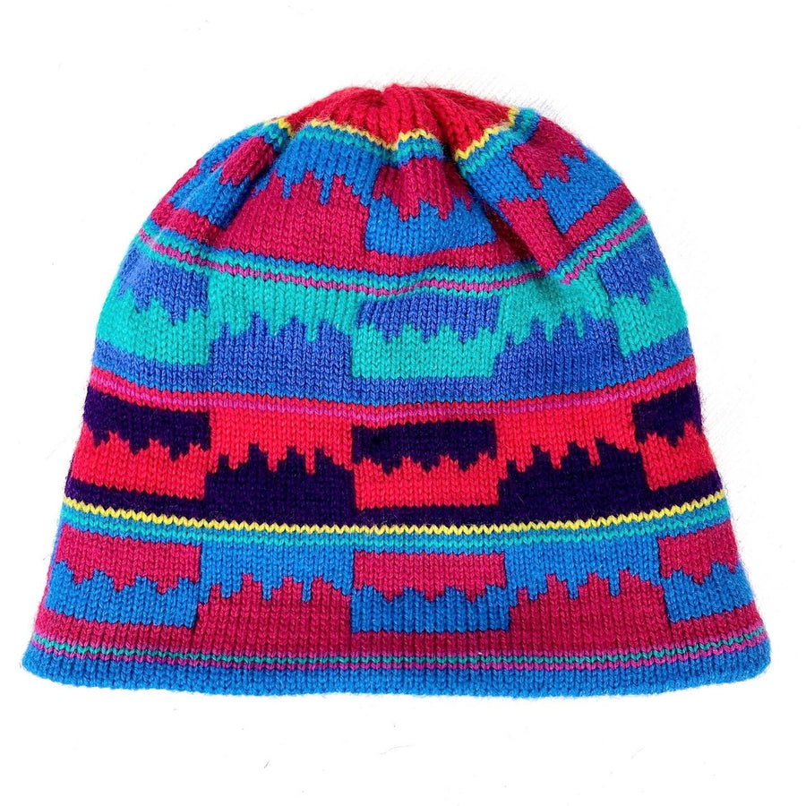 1988 Patagonia Capilene Wool Hat, Skyline: Purple & French Red  (OS)