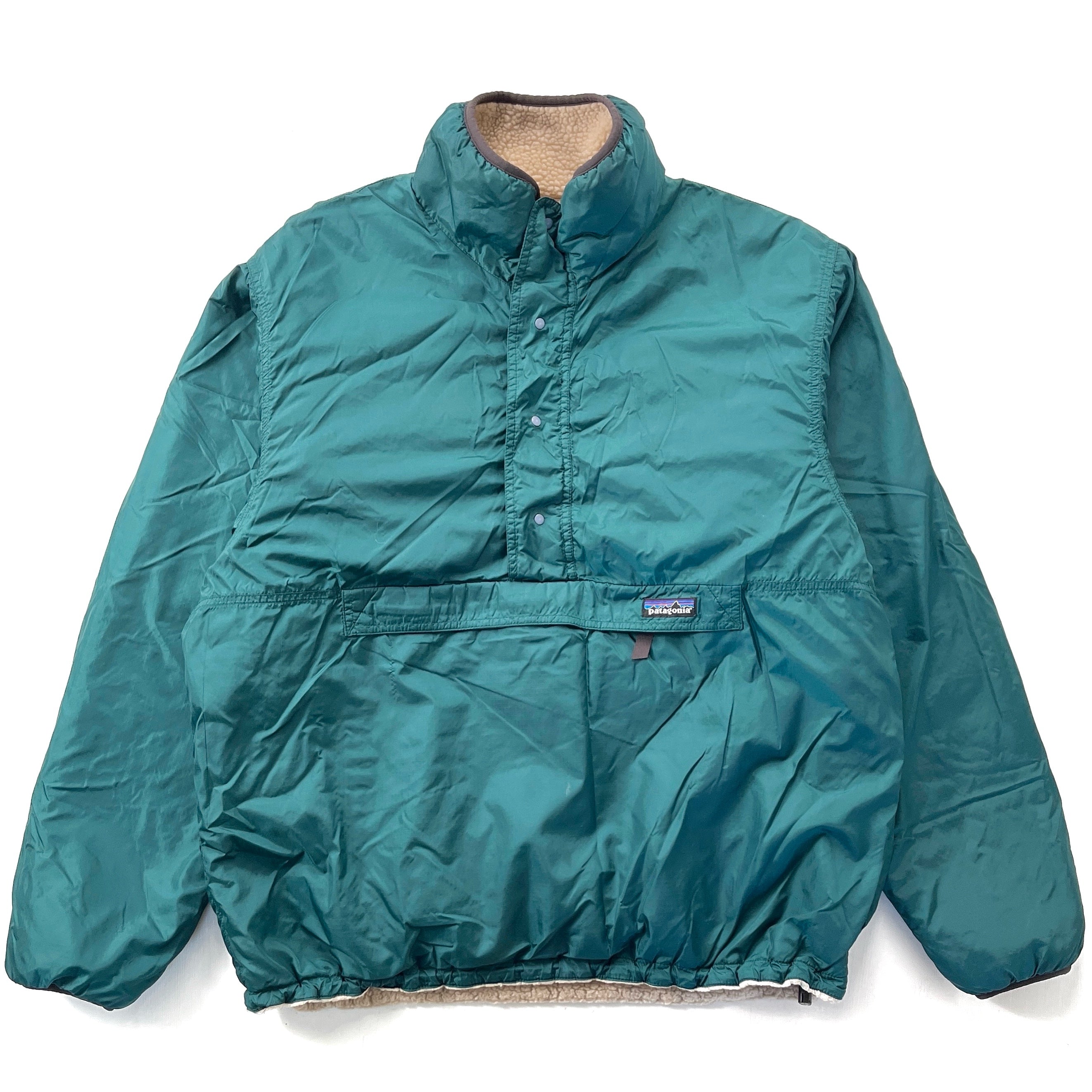 1994 Patagonia Reversible Pile Glissade Pullover, Natural & Hunter (L)